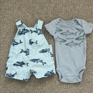 Carter's Blue and Gray Shark Print Matching Set